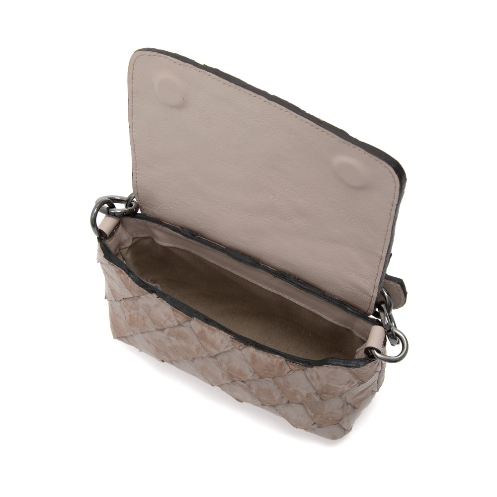 HUARI - Mini handbag em couro de pirarucu - Shitake
