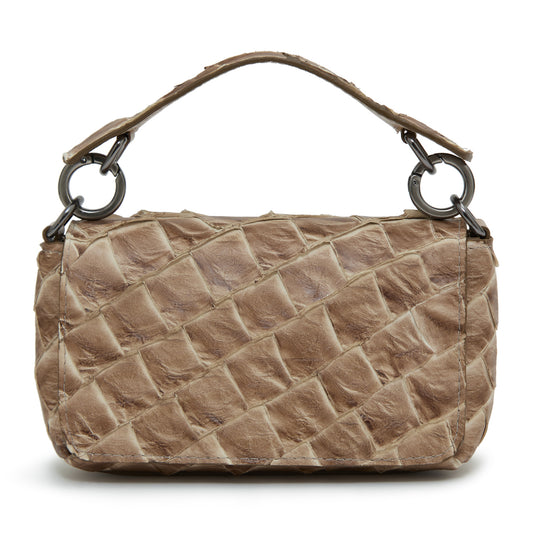 HUARI - Mini handbag em couro de pirarucu - Cappuccino