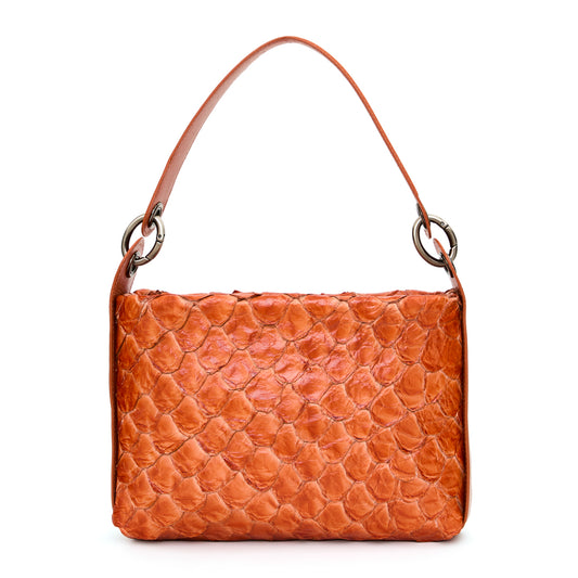 Aimara - Handbag em couro de pirarucu Telha