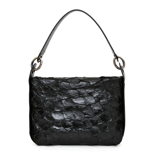 Aimara - Handbag em couro de pirarucu Preta