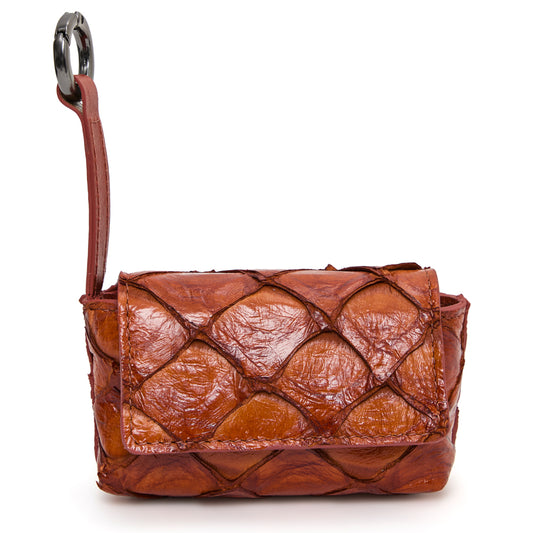 Ladedê - Mini Estojo em Couro de Pirarucu Telha