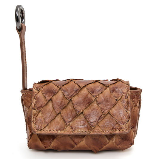 Ladedê - Mini Estojo em Couro de Pirarucu Tobacco