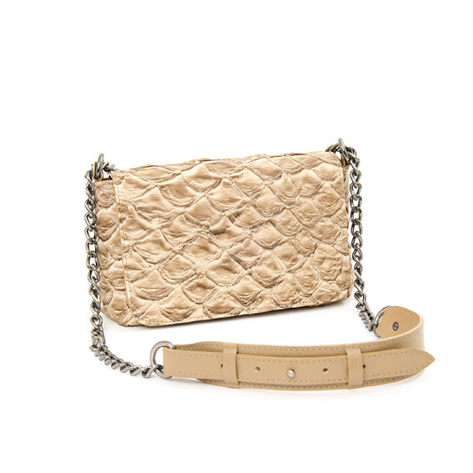 Tainá - Bolsa Tiracolo / Transversal em Couro de Pirarucu Cappuccino