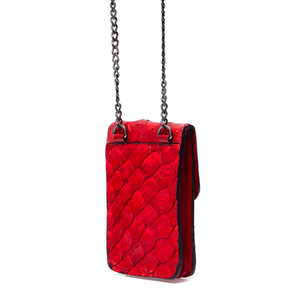 CENDI - Mobile Bag em couro de pirarucu Vermelha
