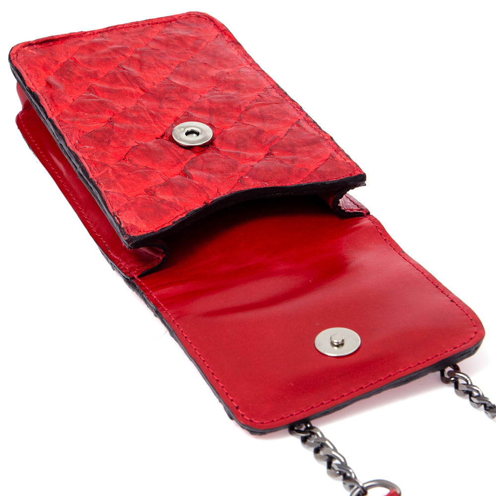 CENDI - Mobile Bag em couro de pirarucu Vermelha