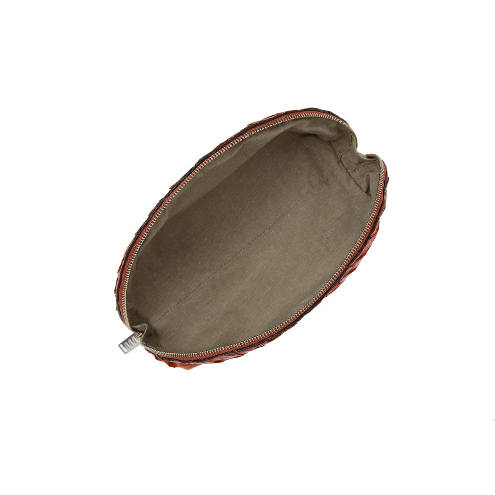 BURITI - Necessaire de Luxo em couro de pirarucu Cor: telha