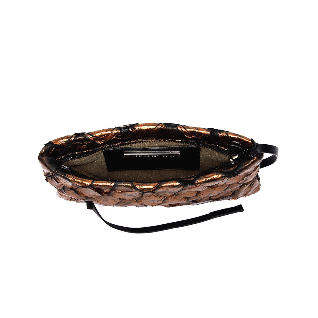 Aquira Mini - Mini Clutch em couro de pirarucu - Bronze