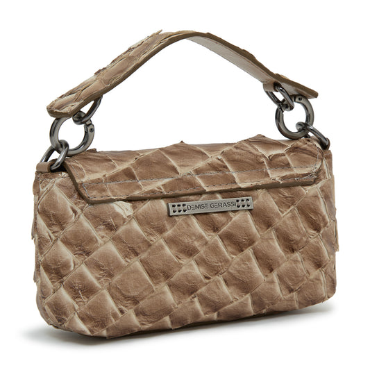 HUARI - Mini handbag em couro de pirarucu - Cappuccino