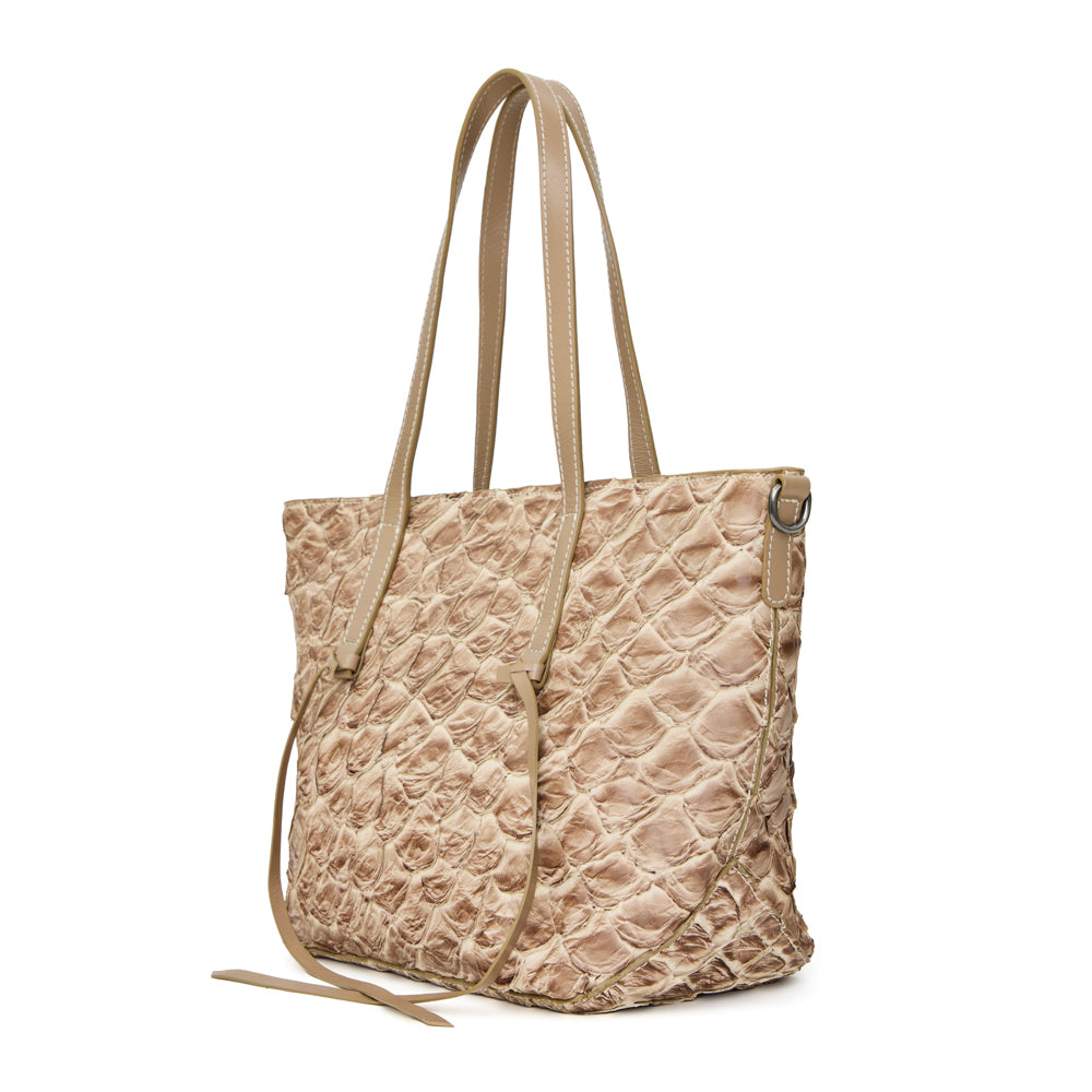 Luna - Shopper em couro de pirarucu Cappuccino