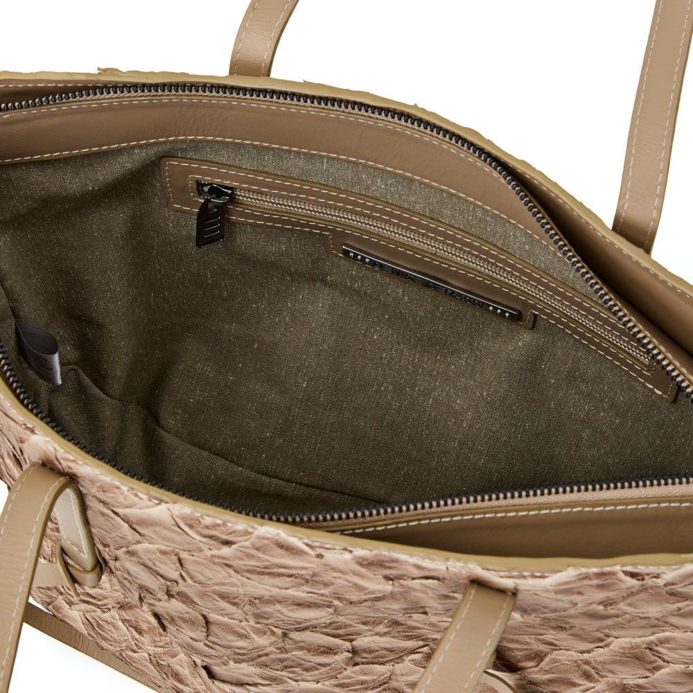 Luna - Shopper em couro de pirarucu Cappuccino