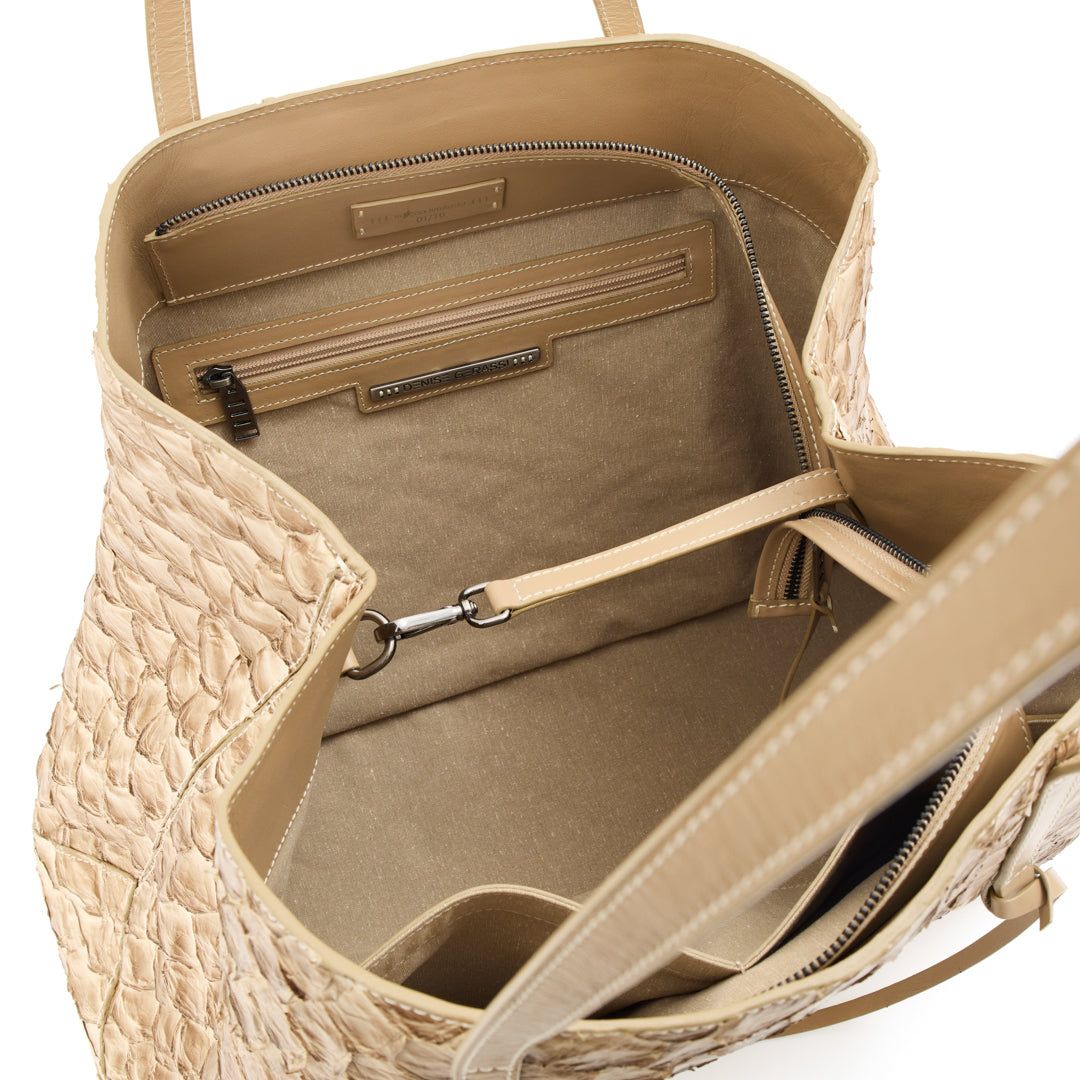 Cobé - Shopper em couro de pirarucu Cappuccino