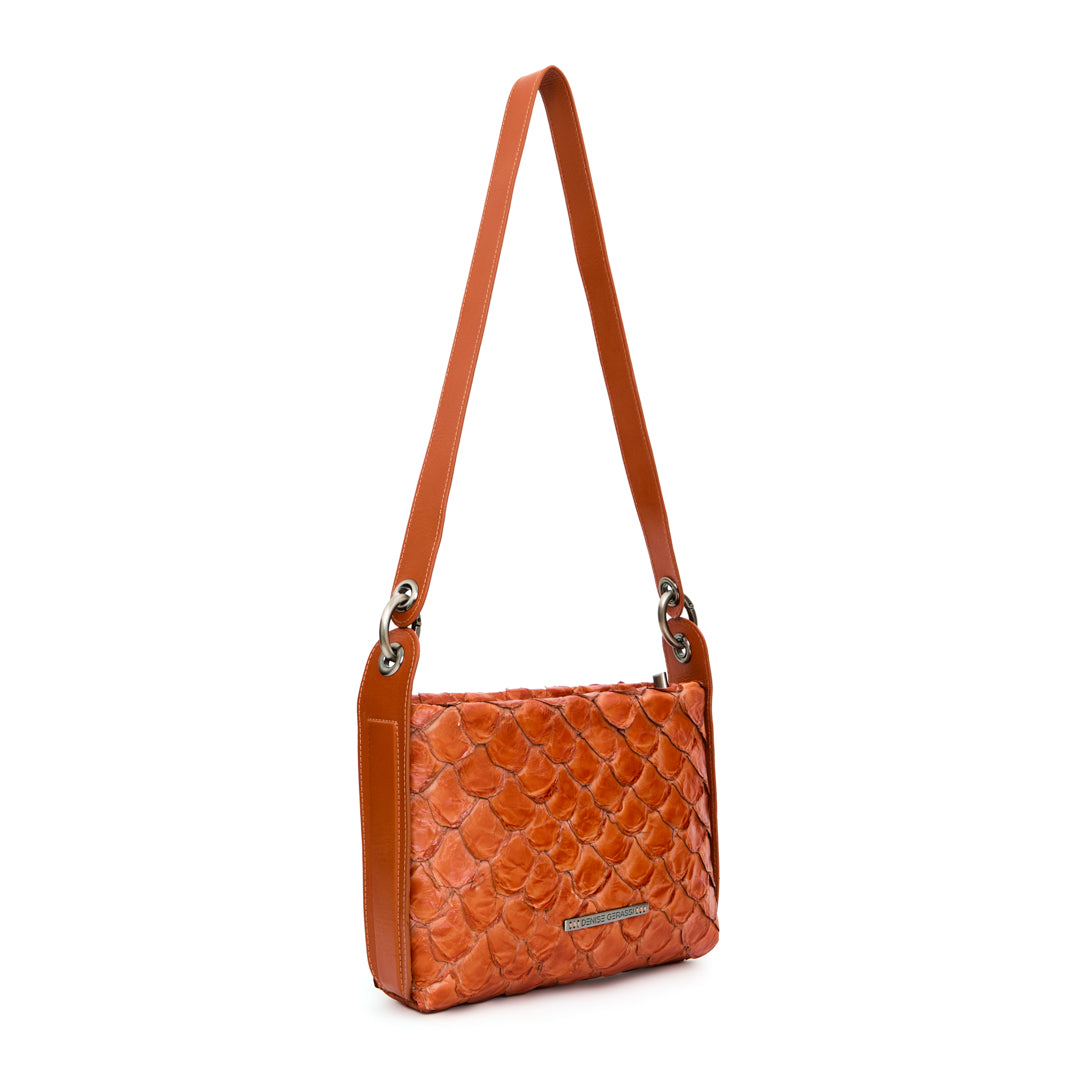 Aimara - Handbag em couro de pirarucu Telha