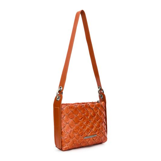 Aimara - Handbag em couro de pirarucu Telha