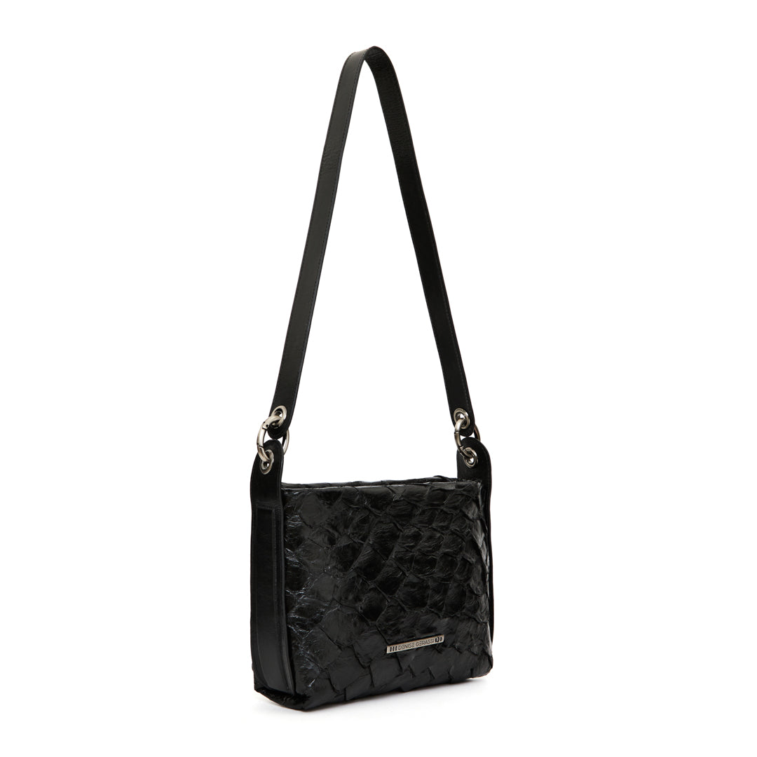 Aimara - Handbag em couro de pirarucu Preta