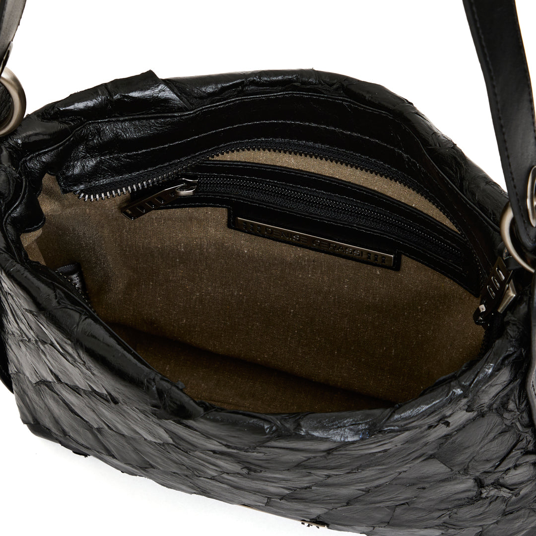 Aimara - Handbag em couro de pirarucu Preta
