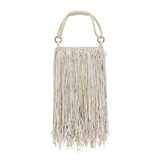 APUÃ - Bolsa tiracolo em couro com frente em franjas longas - Mix Neutros