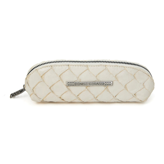 Porta Lápis em Couro de Pirarucu Off-white