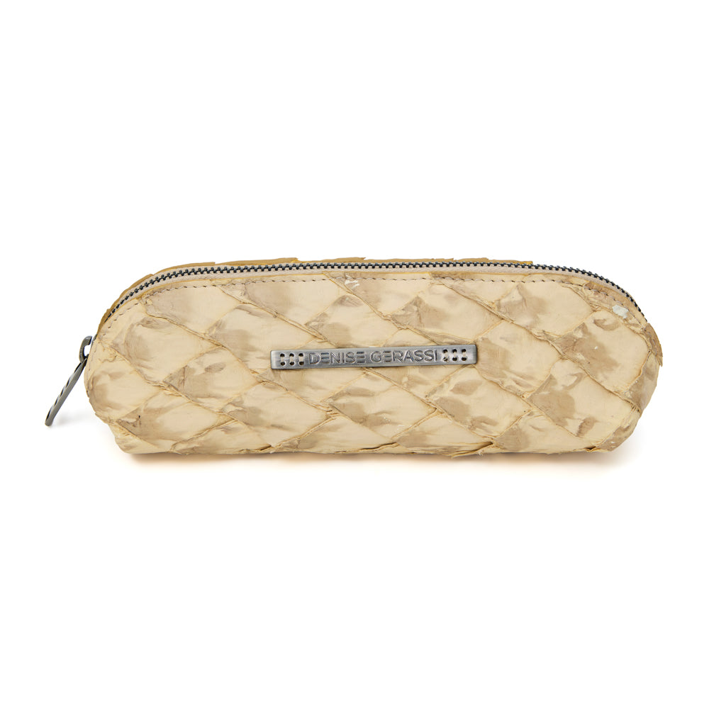 Porta Lápis em Couro de Pirarucu Camel