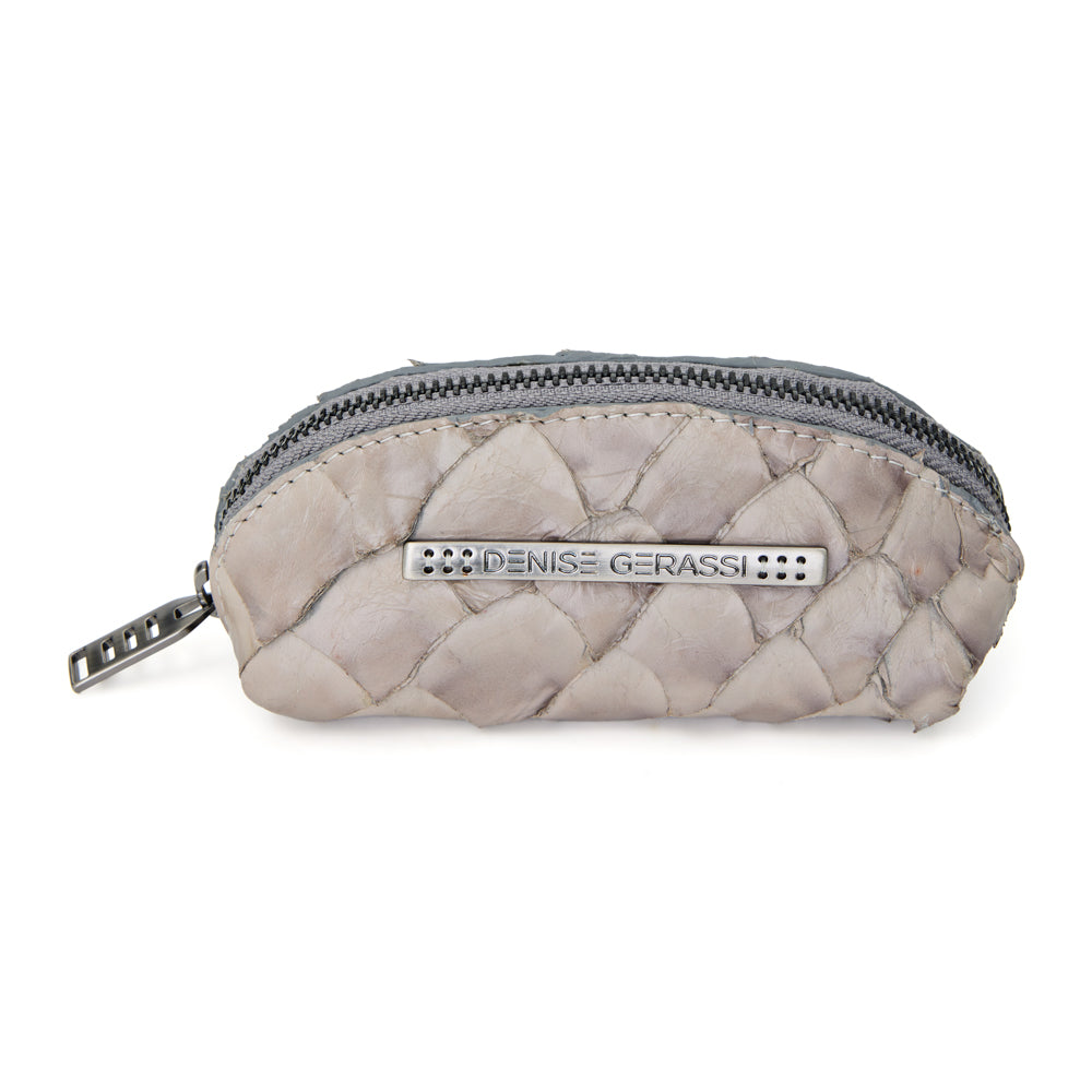 Porta Batom em Couro de Pirarucu Cinza