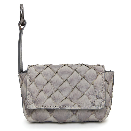 Ladedê - Mini Estojo em Couro de Pirarucu Cinza