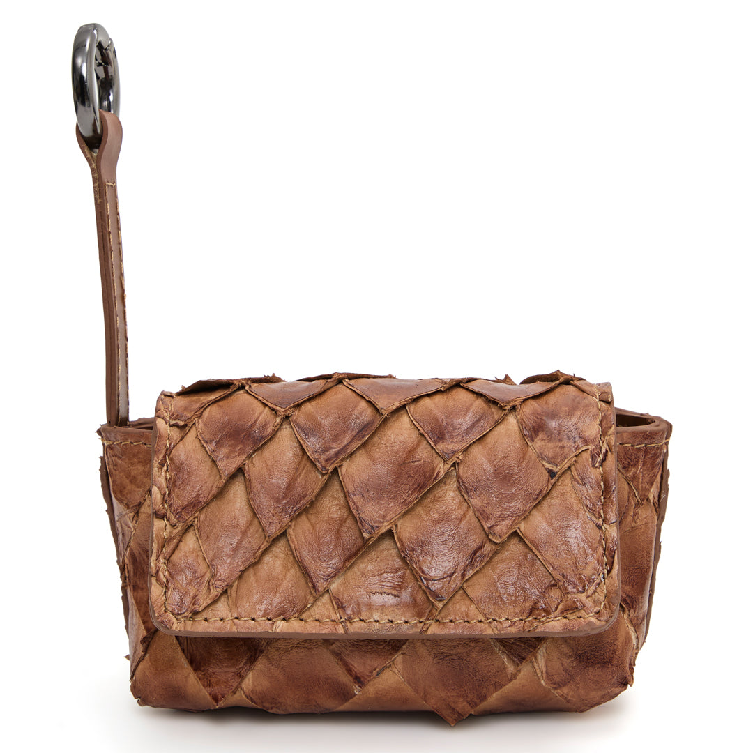 Ladedê - Mini Estojo em Couro de Pirarucu Tobacco