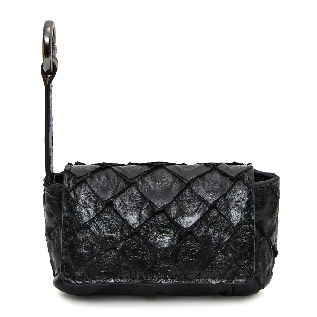 Ladedê - Mini Estojo em Couro de Pirarucu Preto