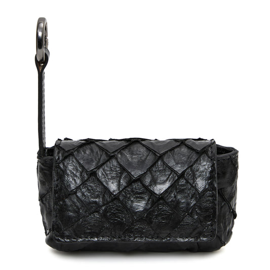 Ladedê - Mini Estojo em Couro de Pirarucu Preto