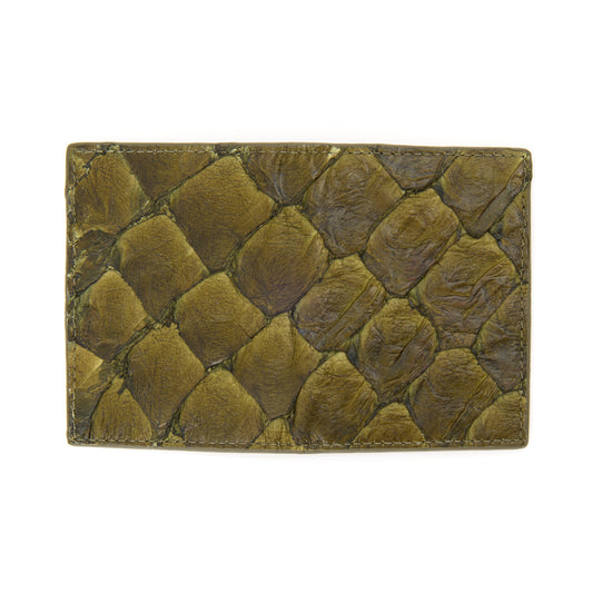 Porta Cartões em Couro de Pirarucu Verde Militar