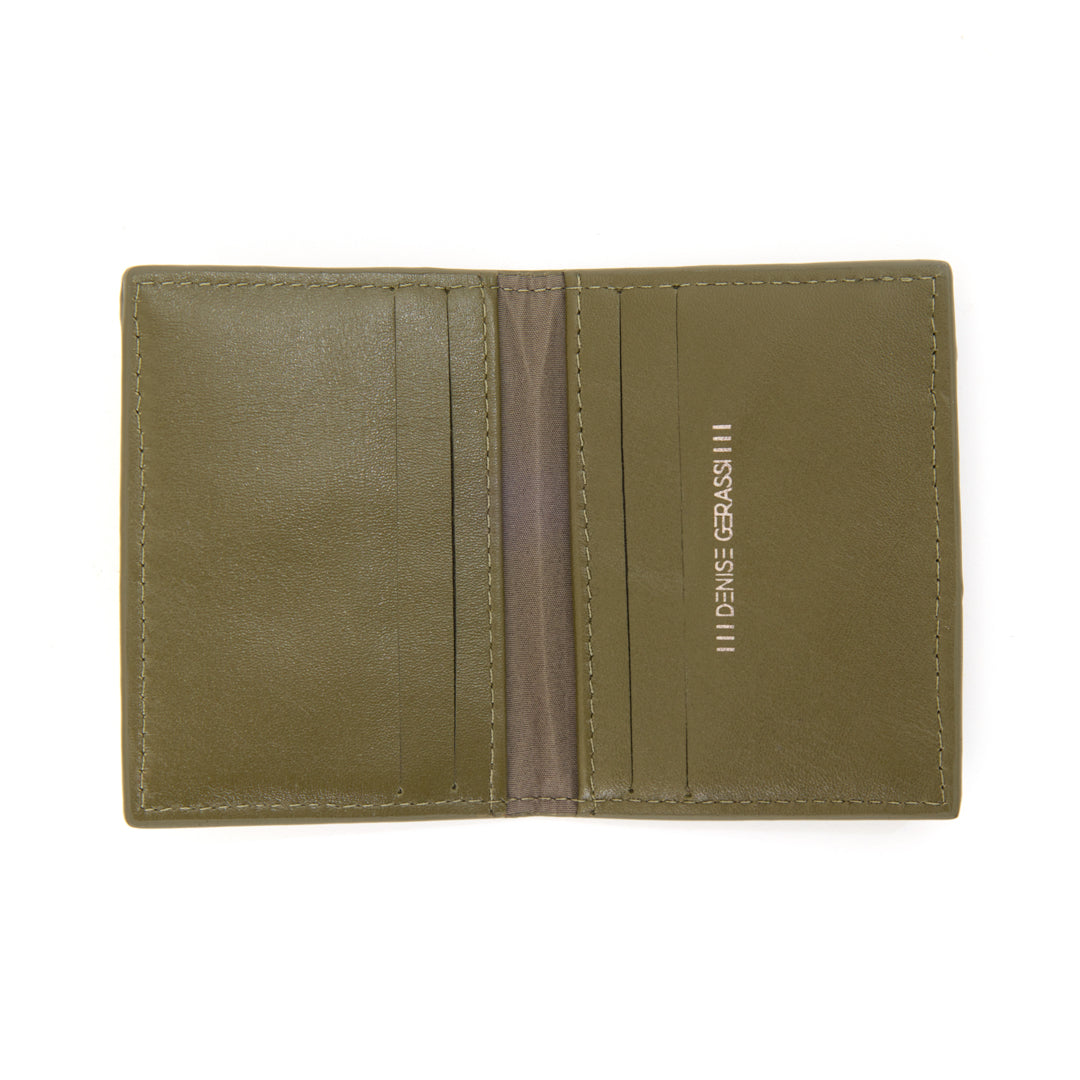 Porta Cartões em Couro de Pirarucu Verde Militar