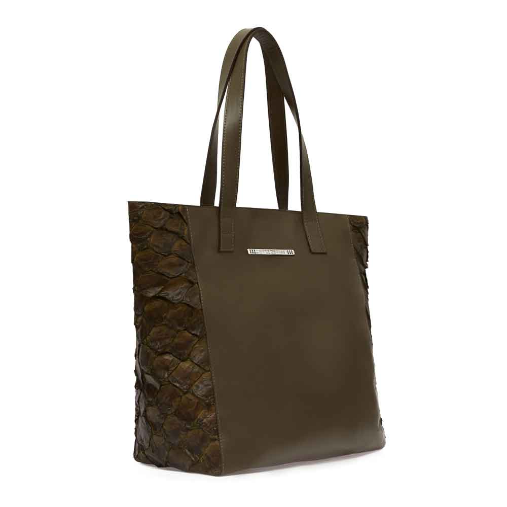 Shopping Bag Verde em couro de Pirarucu - Denise Gerassi