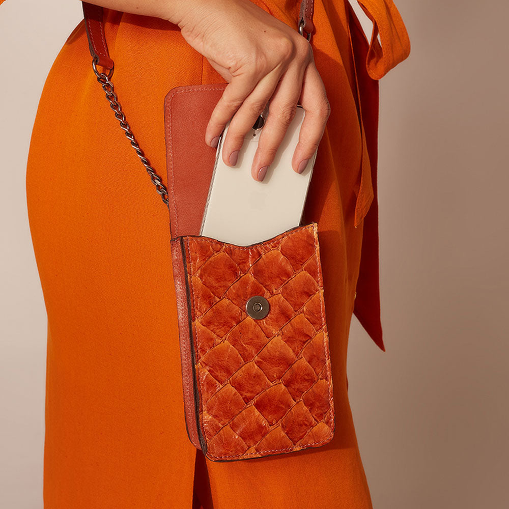CENDI - Mobile Bag in pirarucu leather
