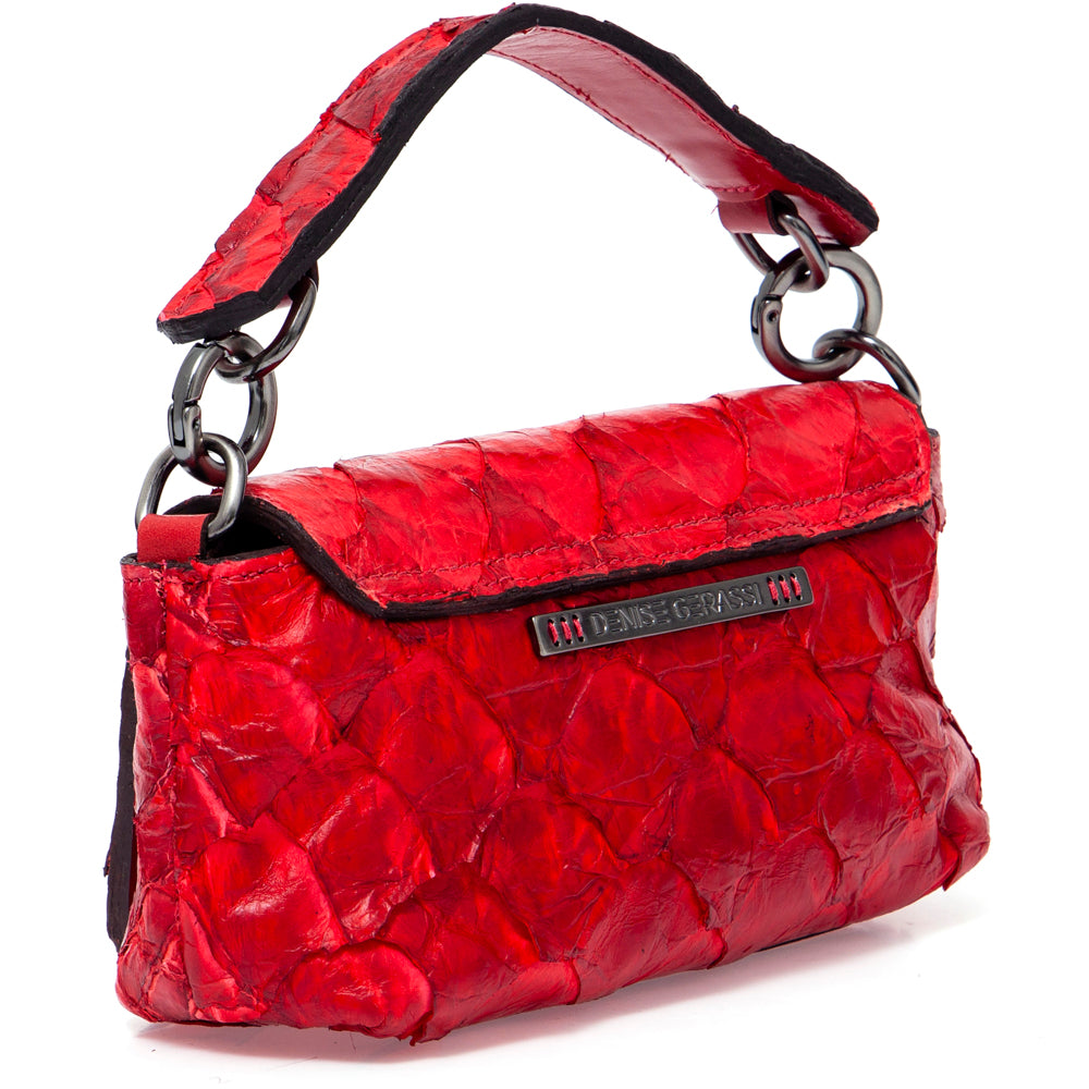 HUARI - Mini handbag em couro de pirarucu - Vermelha