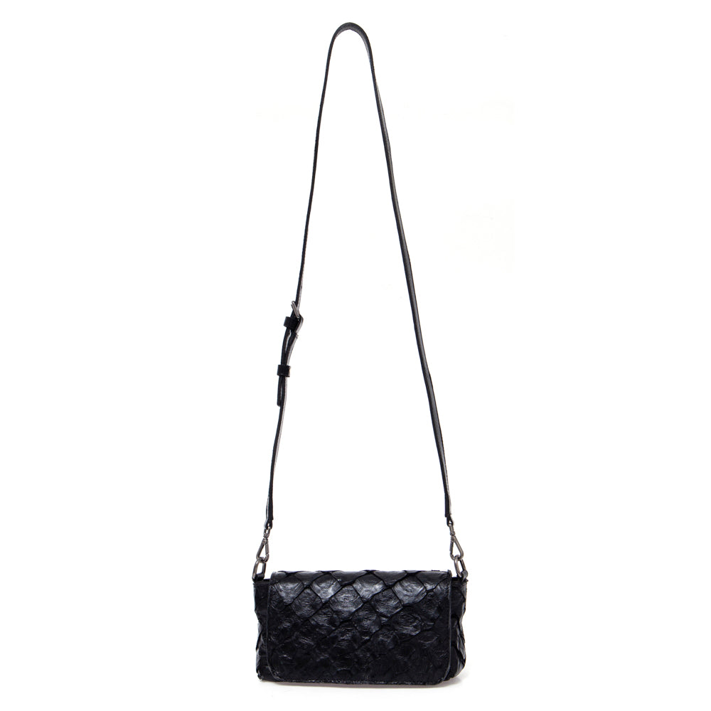HUARI - Mini handbag em couro de pirarucu - Preta
