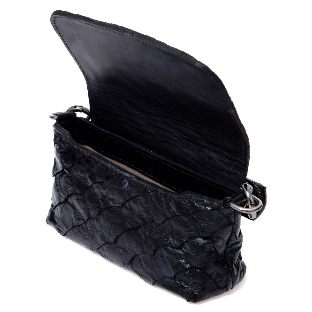 HUARI - Mini handbag em couro de pirarucu - Preta